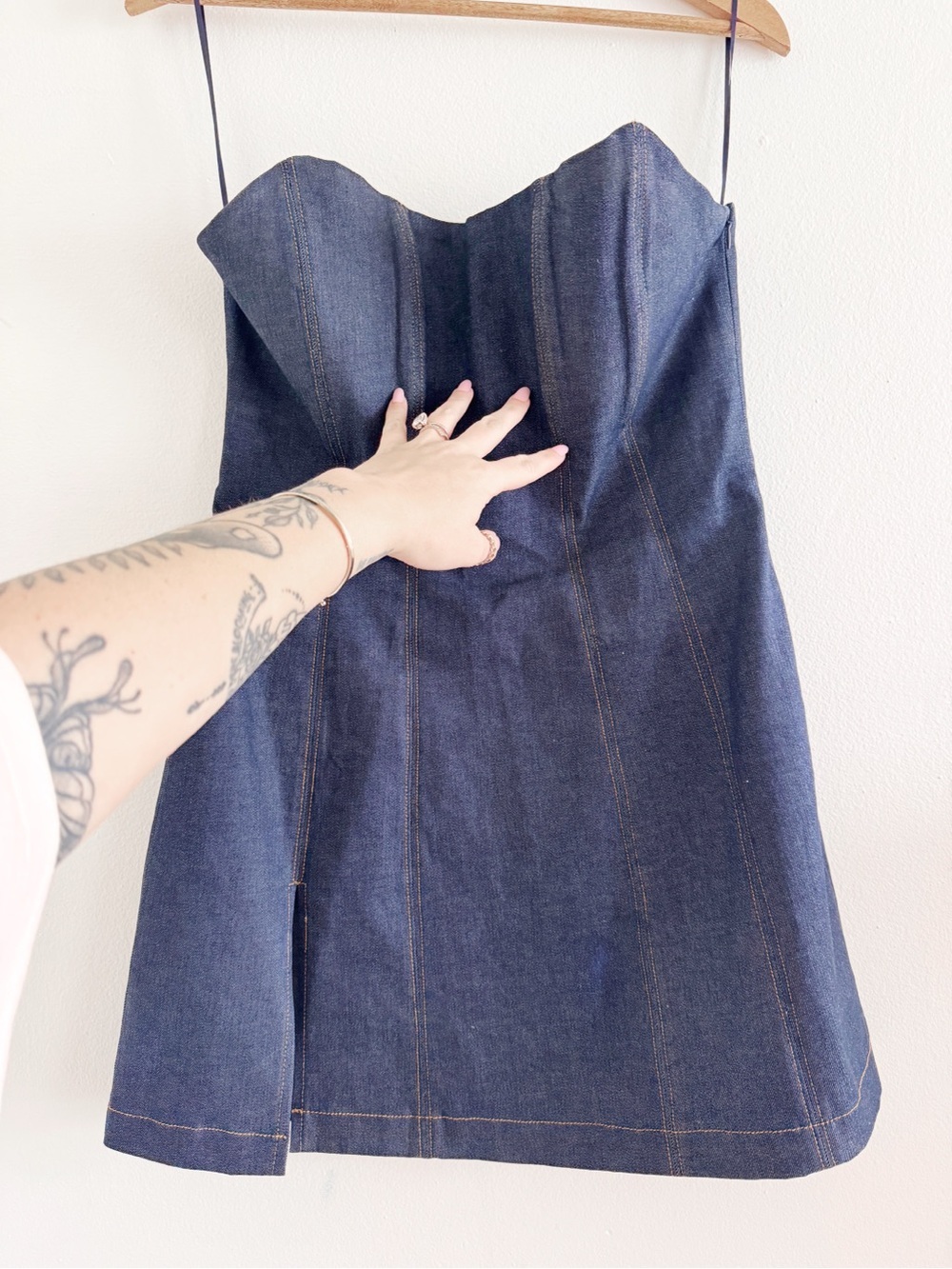HERSY Dark Denim Strapless Mini Dress Large